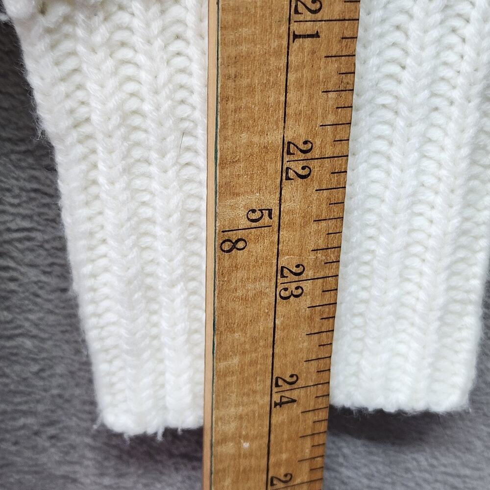 Pink Lily Cable Knit Sweater XS White Oversized Deep V Neck Button Accent Boho - Picture 12 of 13